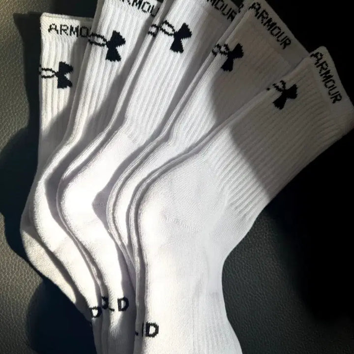 [BUNJANG] Under Armour White Sports Socks (5-Pair Set) / 언더아머 흰색 스포츠 양말 5족세트