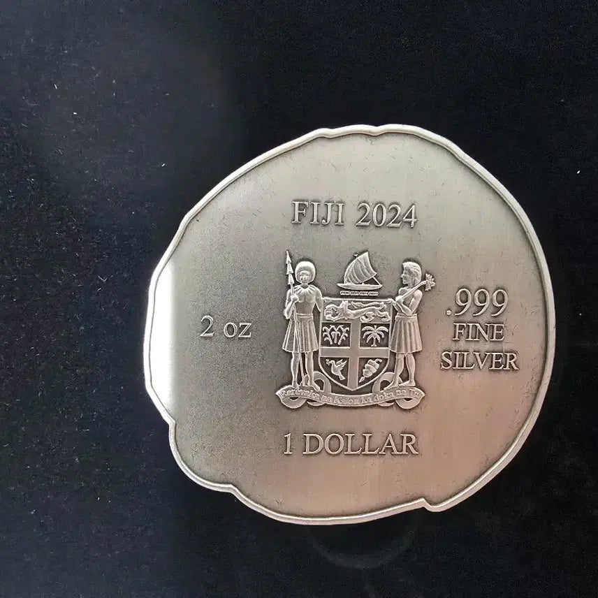 [BUNJANG] Fiji Dragon 2oz High Relief Antique Silver Coin / 2024 푸지 드래곤 하이릴리프 2온스 엔티크 은화