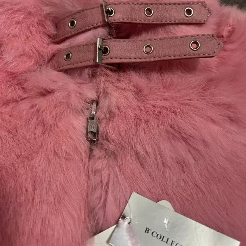 [BUNJANG] Shell Pink Rabbit Fur Jacket / 쉘핑크 래빗퍼 자켓