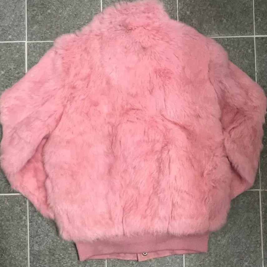 [BUNJANG] Shell Pink Rabbit Fur Jacket / 쉘핑크 래빗퍼 자켓