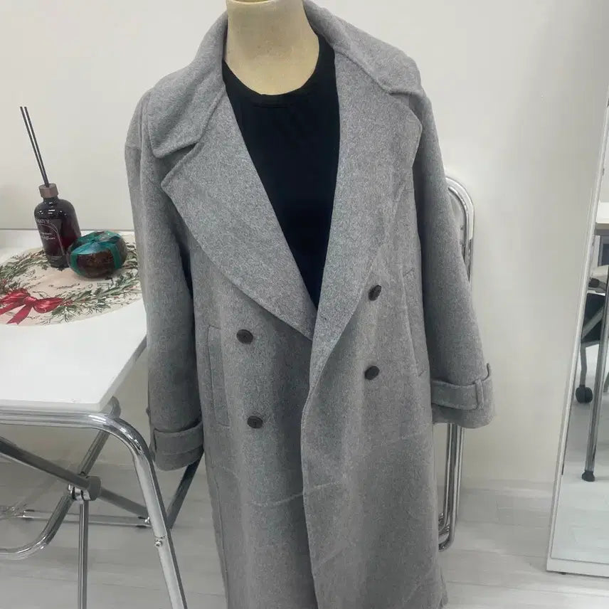 [BUNJANG] G by Guess Gray Double-Breasted Coat / 지바이지센 코트
