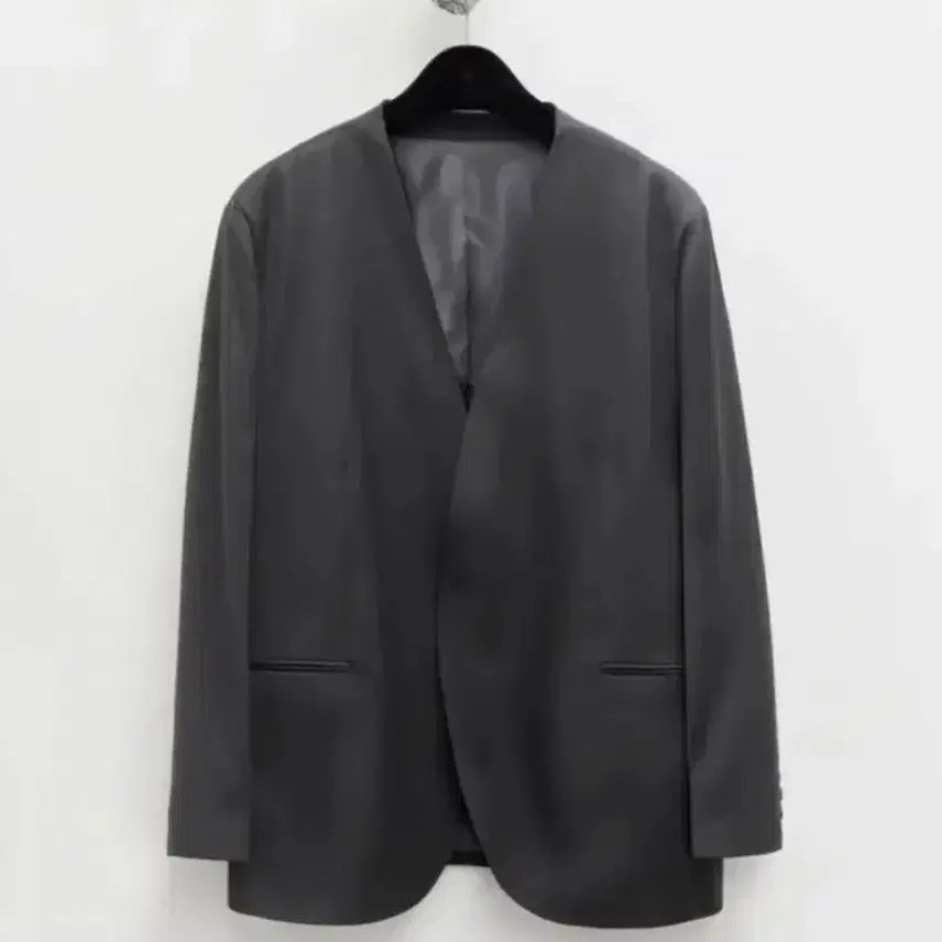 [BUNJANG] Youth Charcoal Gray Collarless Jacket / 유스 카라리스 차콜그레이 M