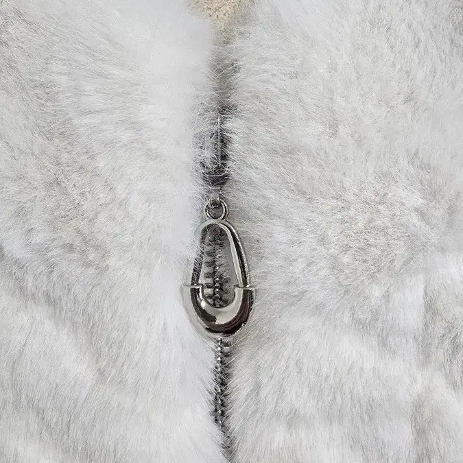 [BUNJANG] Eco Fur Hooded Mustang Jacket Ivory M / 에코퍼 무스탕 후드 자켓 아이보리 M