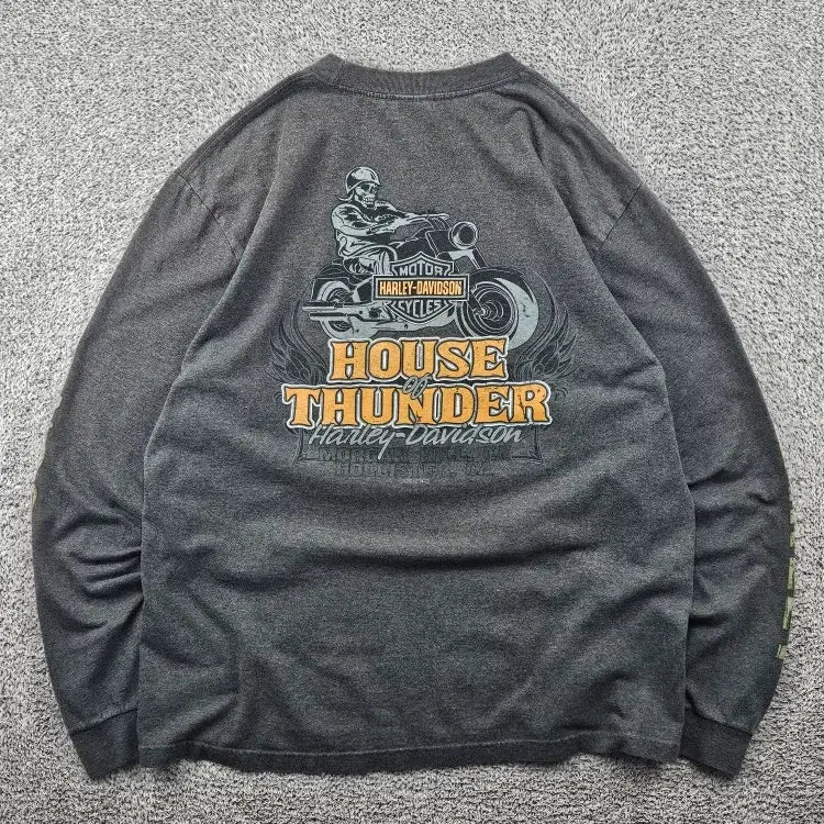 [BUNJANG] Harley-Davidson House of Thunder Bar &amp; Shield Long Sleeve T-Shirt / 할리데이비슨 하우스 오브 썬더 바앤실드 롱슬리브 ( L ) / 11527
