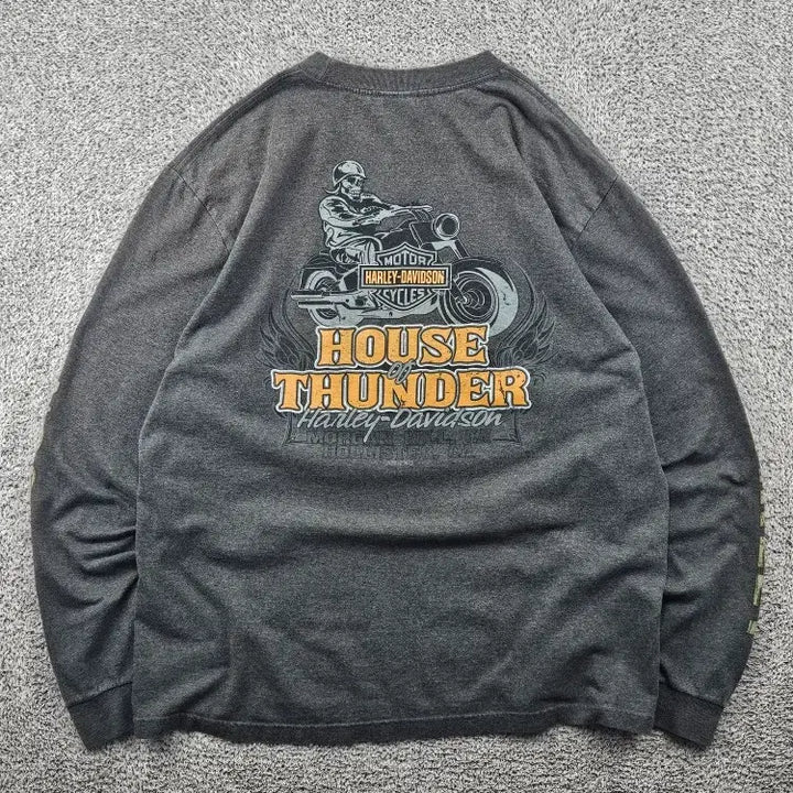 [BUNJANG] Harley-Davidson House of Thunder Bar &amp; Shield Long Sleeve T-Shirt / 할리데이비슨 하우스 오브 썬더 바앤실드 롱슬리브 ( L ) / 11527
