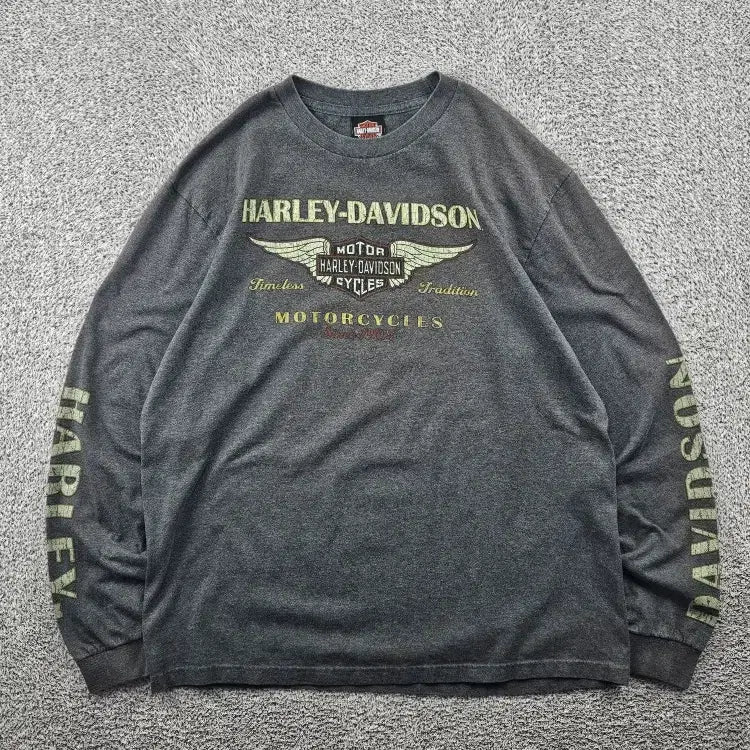 [BUNJANG] Harley-Davidson House of Thunder Bar &amp; Shield Long Sleeve T-Shirt / 할리데이비슨 하우스 오브 썬더 바앤실드 롱슬리브 ( L ) / 11527