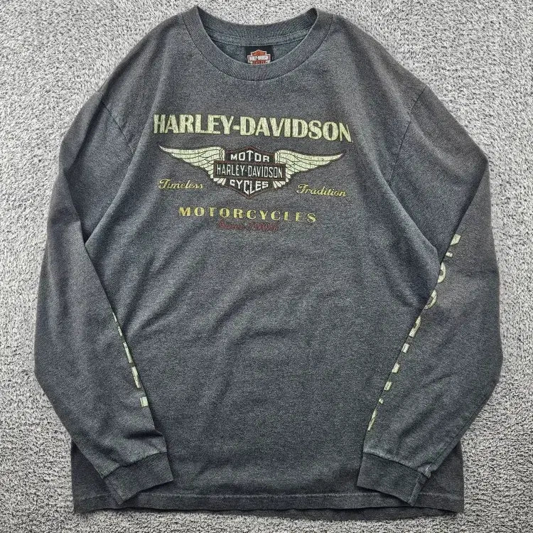 [BUNJANG] Harley-Davidson House of Thunder Bar &amp; Shield Long Sleeve T-Shirt / 할리데이비슨 하우스 오브 썬더 바앤실드 롱슬리브 ( L ) / 11527