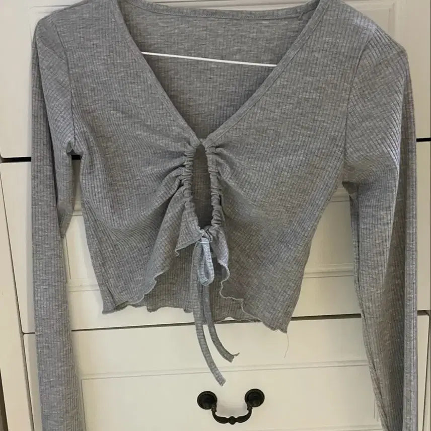 [BUNJANG] Ably Crop Bolero Layered Cardigan - Gray / 에이블리 크롭 볼레로 레이어드 가디건 그레이