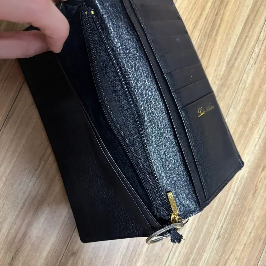 [BUNJANG] Vintage Retro Floral Black Long Wallet / 빈티지 레트로 꽃무늬 블랙 장지갑