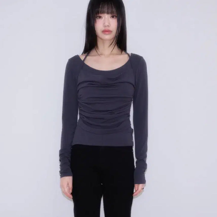 [BUNJANG] Rozefranz Drape Layered Long Sleeve / 로제프란츠 드레이프 레이어드 롱슬리브