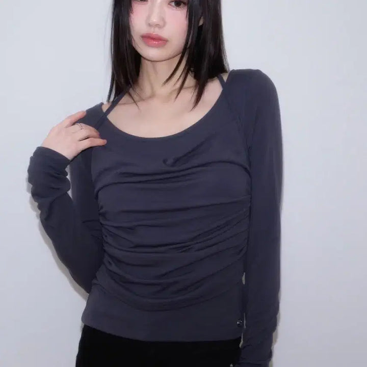 [BUNJANG] Rozefranz Drape Layered Long Sleeve / 로제프란츠 드레이프 레이어드 롱슬리브
