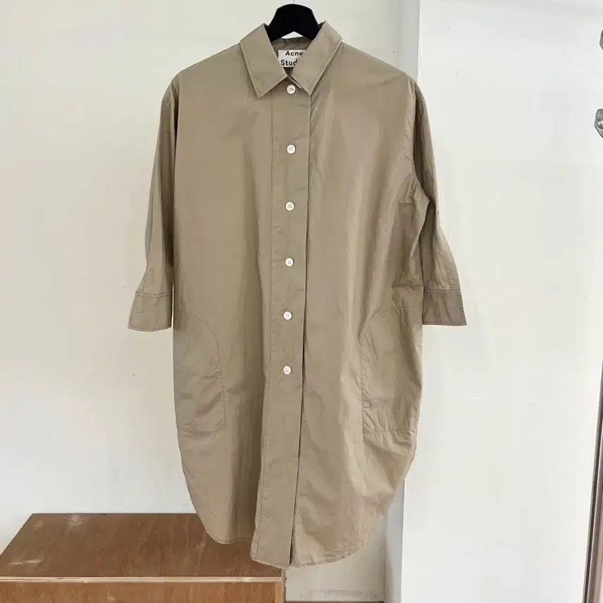 [BUNJANG] Acne Studios Sand Beige Button Up Shirt Dress / 아크네 스튜디오 샌드 베이지 버튼 업 셔츠 드레스