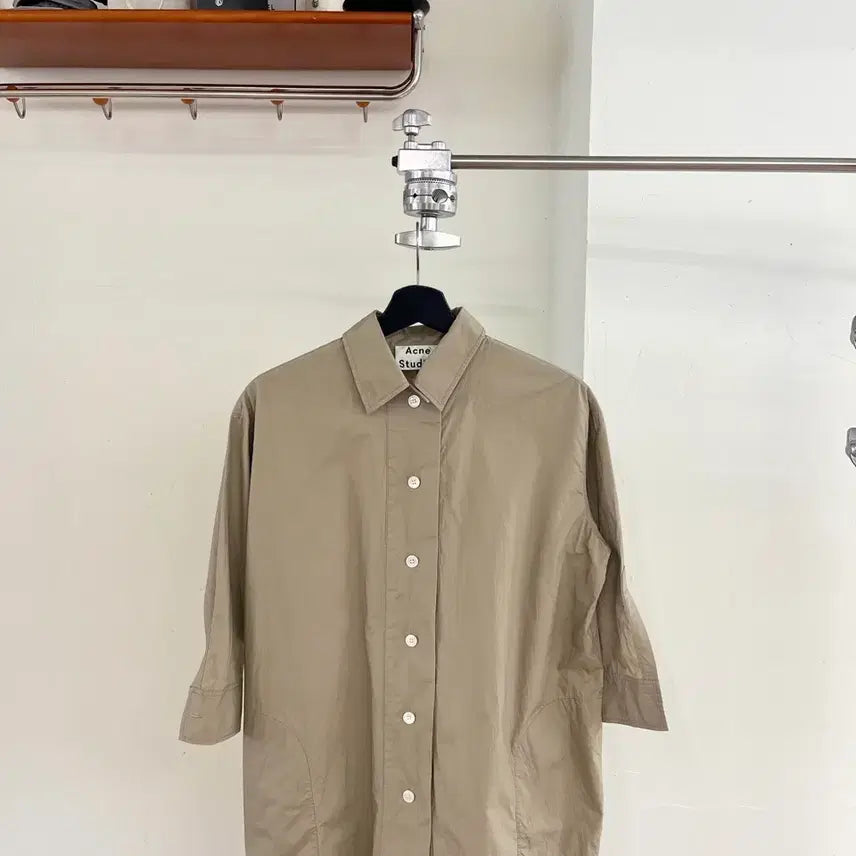 [BUNJANG] Acne Studios Sand Beige Button Up Shirt Dress / 아크네 스튜디오 샌드 베이지 버튼 업 셔츠 드레스