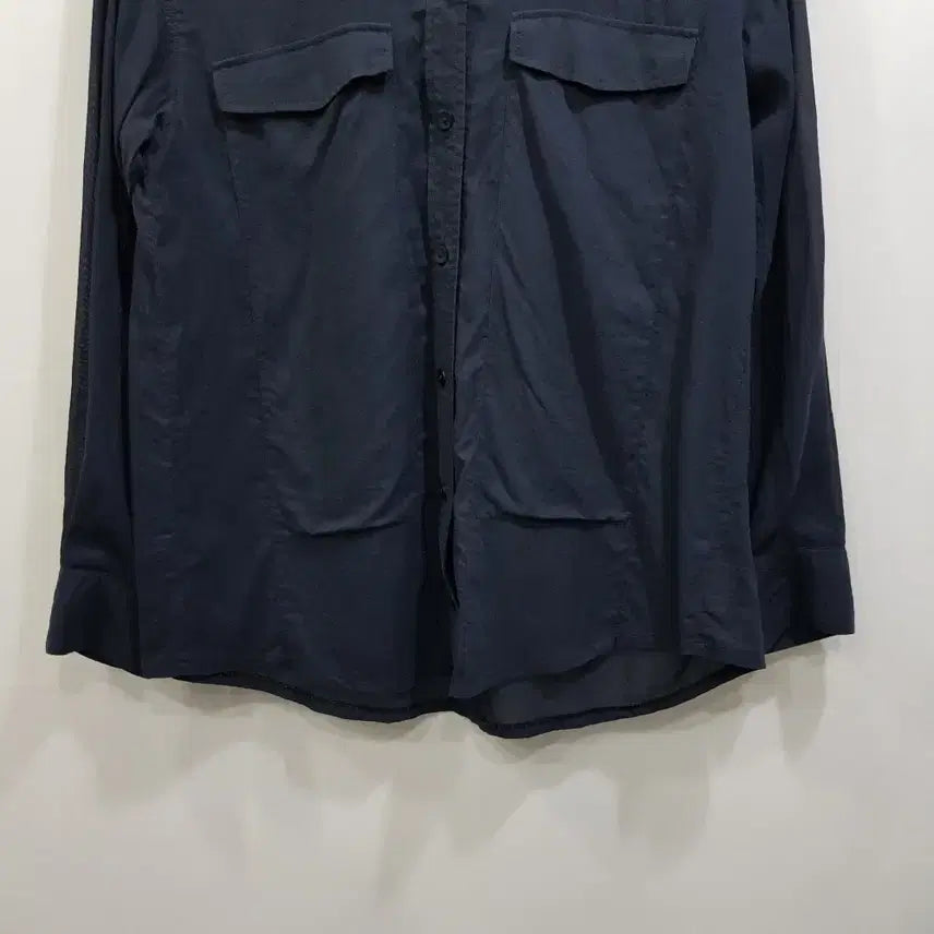 [SOLD OUT] 빈티지 브이넥 포켓 오버핏 시스루 긴팔 블라우스 여M Q41