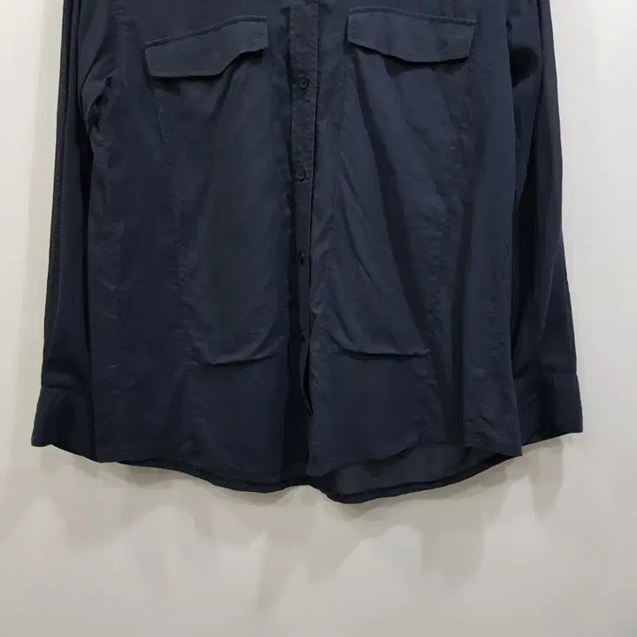 [SOLD OUT] 빈티지 브이넥 포켓 오버핏 시스루 긴팔 블라우스 여M Q41