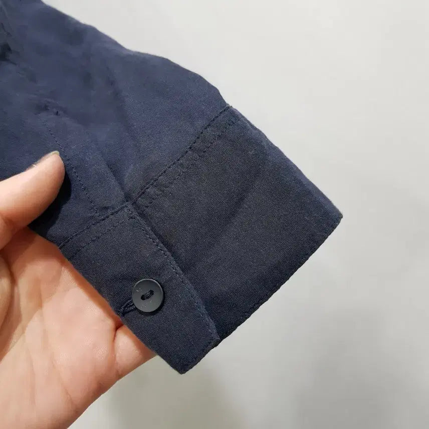 [SOLD OUT] 빈티지 브이넥 포켓 오버핏 시스루 긴팔 블라우스 여M Q41