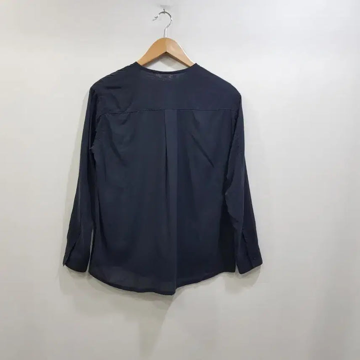 [SOLD OUT] 빈티지 브이넥 포켓 오버핏 시스루 긴팔 블라우스 여M Q41