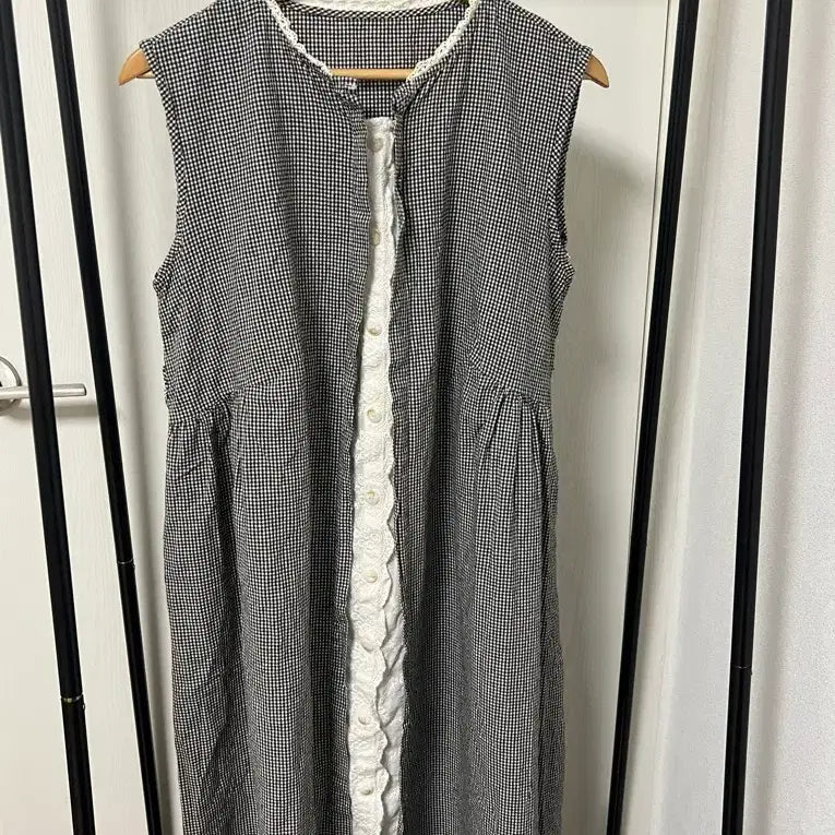 [BUNJANG] Gingham Check Lace Mini Dress / 체크 깅엄 레이스 원피스 1095
