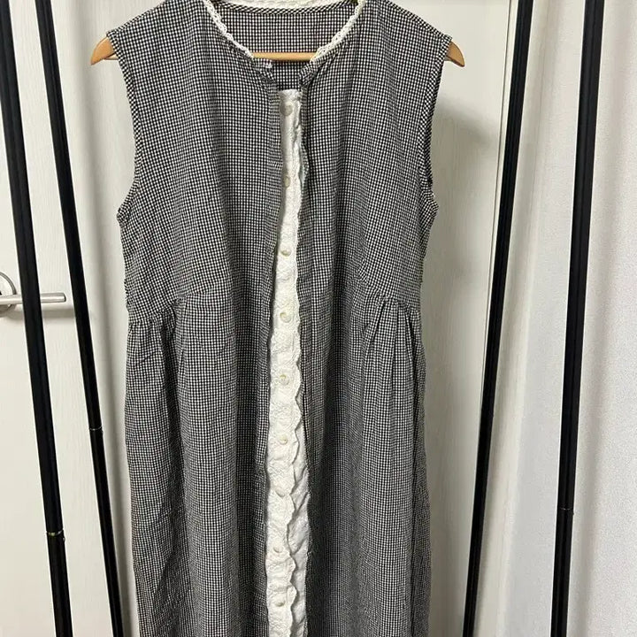 [BUNJANG] Gingham Check Lace Mini Dress / 체크 깅엄 레이스 원피스 1095