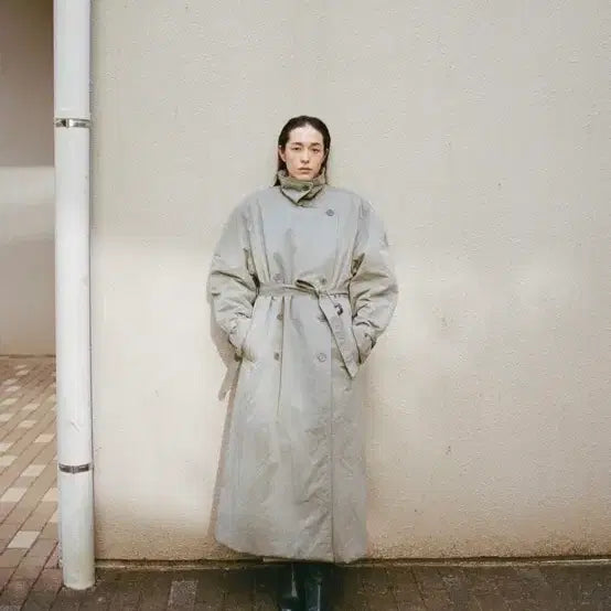 [BUNJANG] LFM Padded Double Trench Coat / Lfm Padded Double Trench Coat (Sage)