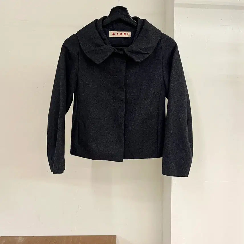[BUNJANG] Marni Charcoal Wool Blend Oversized Collar Jacket / 마르니 차콜 울 블랜드 오버사이즈 칼라 자켓
