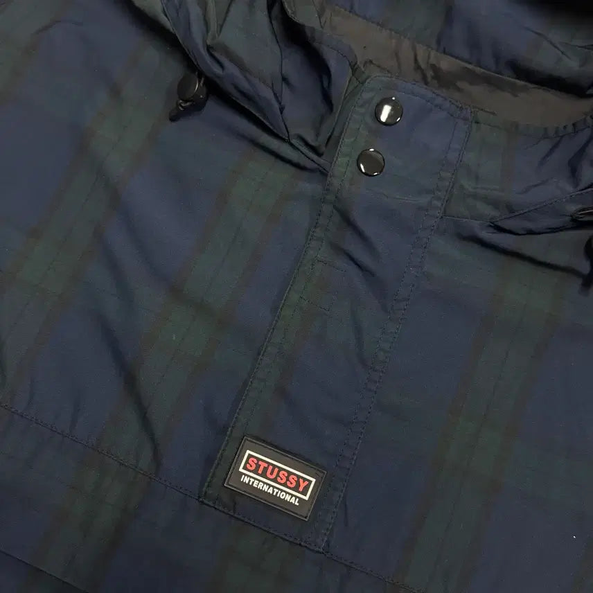 [BUNJANG] Stussy Tartan Check Anorak Windbreaker Jacket / 스투시 타탄 체크 아노락 바람막이 L