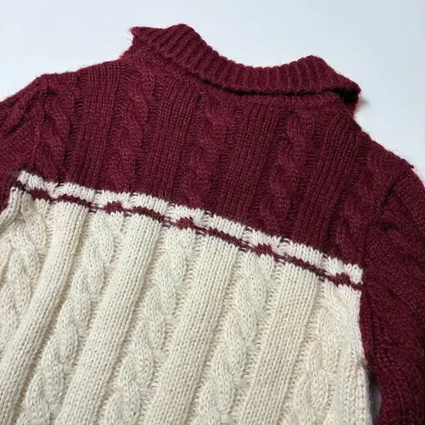 [BUNJANG] Rabbiti Sports Cable Knit Cardigan / 래비티스포츠 크롭 RB 케이블 니트 가디건 PN8542