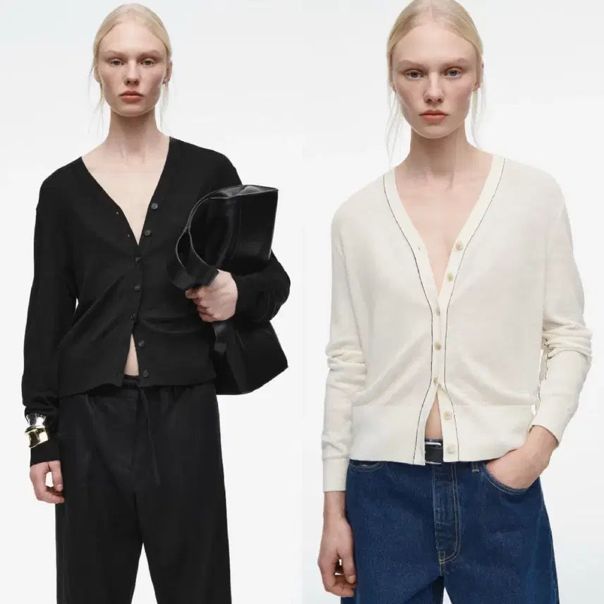 [BUNJANG] COS Merino Wool Linen Knit V-Neck Cardigan / COS 코스 메리노 울 린넨 니트 브이넥 가디건