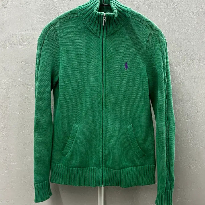 [BUNJANG] Polo Ralph Lauren Cable Knit Zip-up Sweater Green S / 폴로 랄프로렌 케이블 니트 집업 그린 S