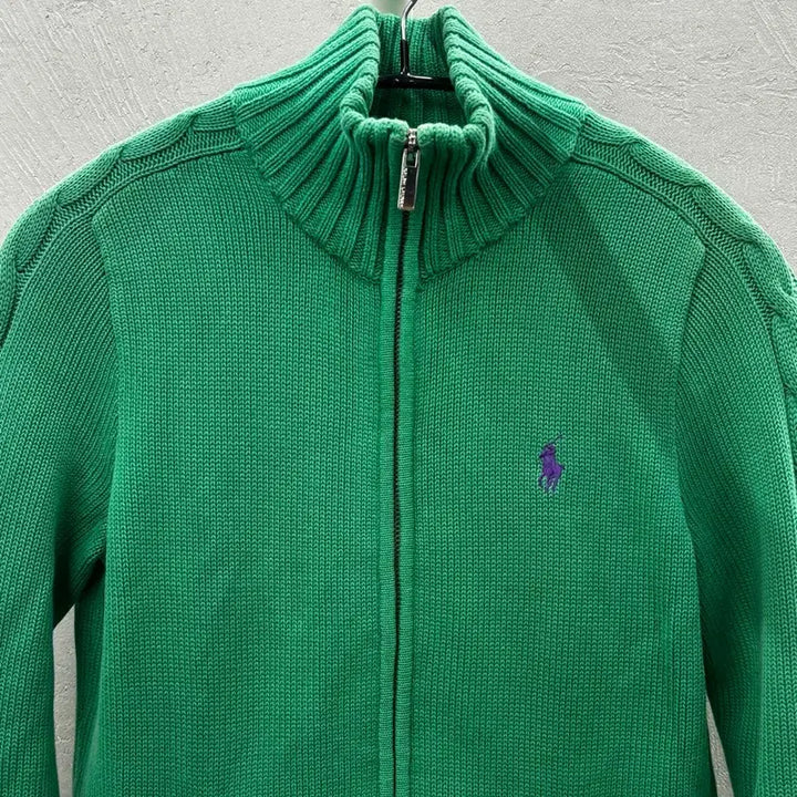 [BUNJANG] Polo Ralph Lauren Cable Knit Zip-up Sweater Green S / 폴로 랄프로렌 케이블 니트 집업 그린 S
