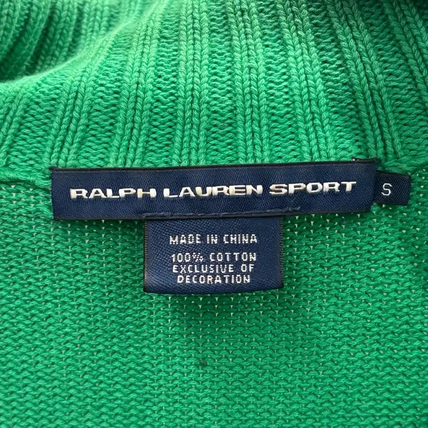 [BUNJANG] Polo Ralph Lauren Cable Knit Zip-up Sweater Green S / 폴로 랄프로렌 케이블 니트 집업 그린 S