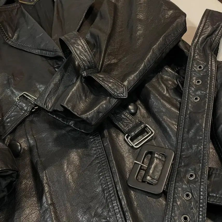 [BUNJANG] Vintage Leather Coat / 55-66) 빈티지 레더 코트