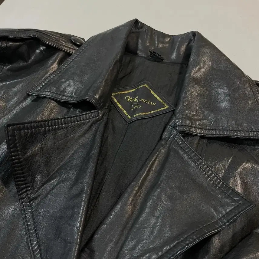 [BUNJANG] Vintage Leather Coat / 55-66) 빈티지 레더 코트