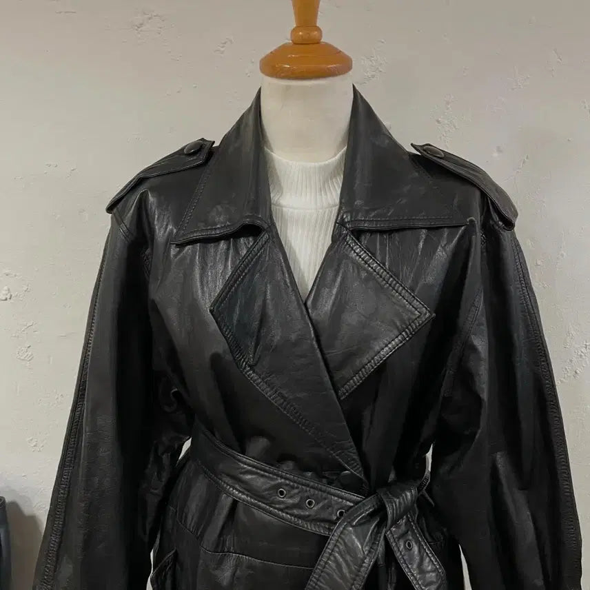 [BUNJANG] Vintage Leather Coat / 55-66) 빈티지 레더 코트