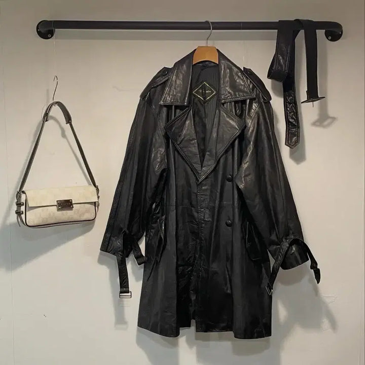 [BUNJANG] Vintage Leather Coat / 55-66) 빈티지 레더 코트