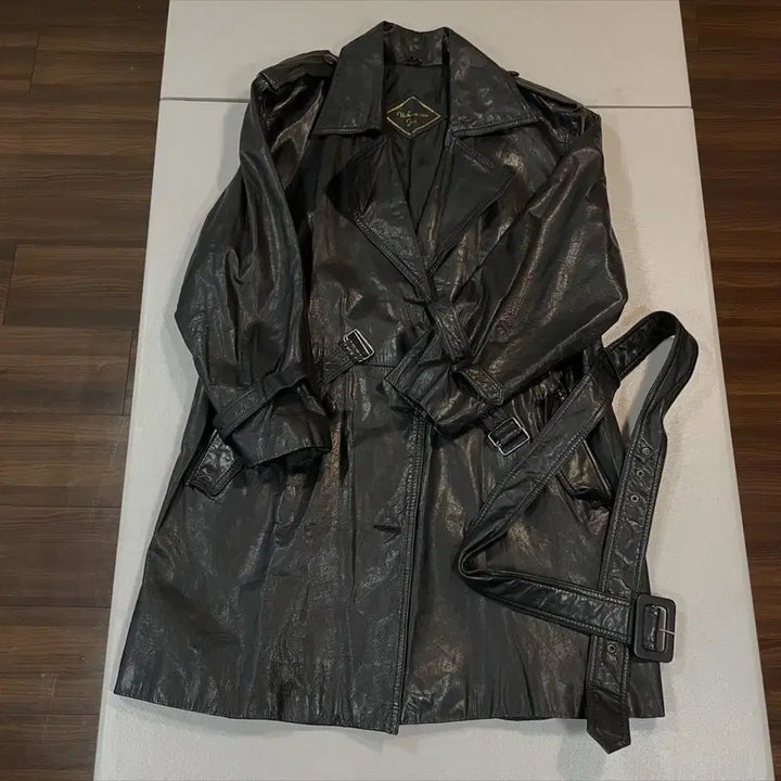 [BUNJANG] Vintage Leather Coat / 55-66) 빈티지 레더 코트