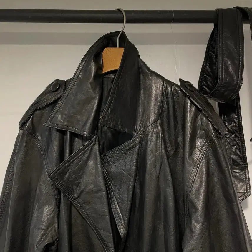 [BUNJANG] Vintage Leather Coat / 55-66) 빈티지 레더 코트