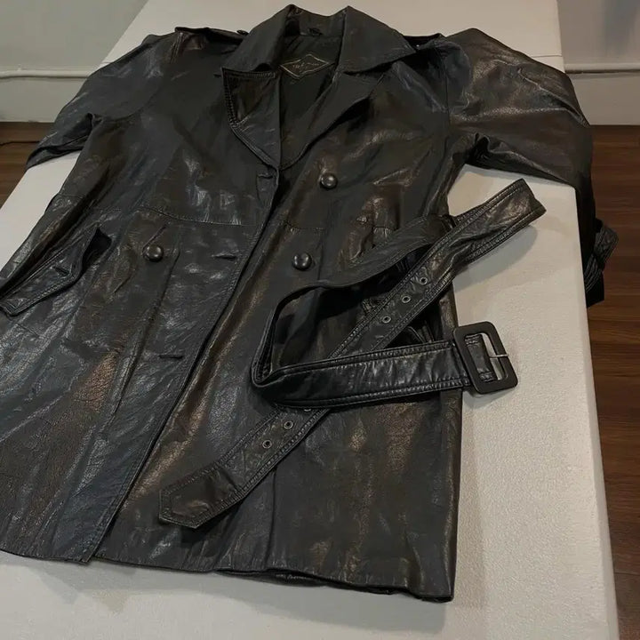 [BUNJANG] Vintage Leather Coat / 55-66) 빈티지 레더 코트
