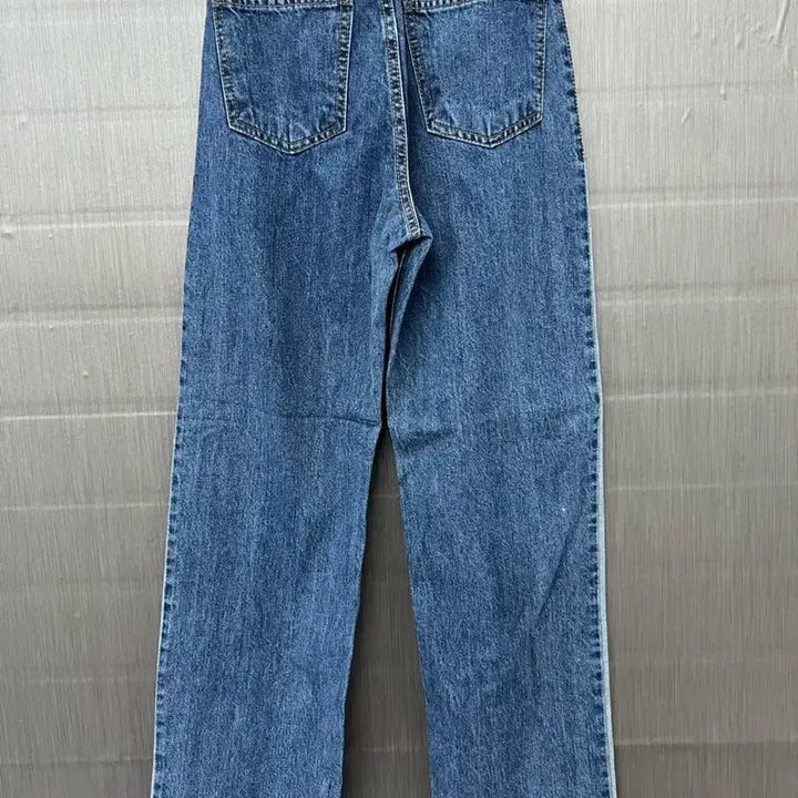 [BUNJANG] Line Accented Wide Denim Pants / 라인 배색 와이드 데님 팬츠