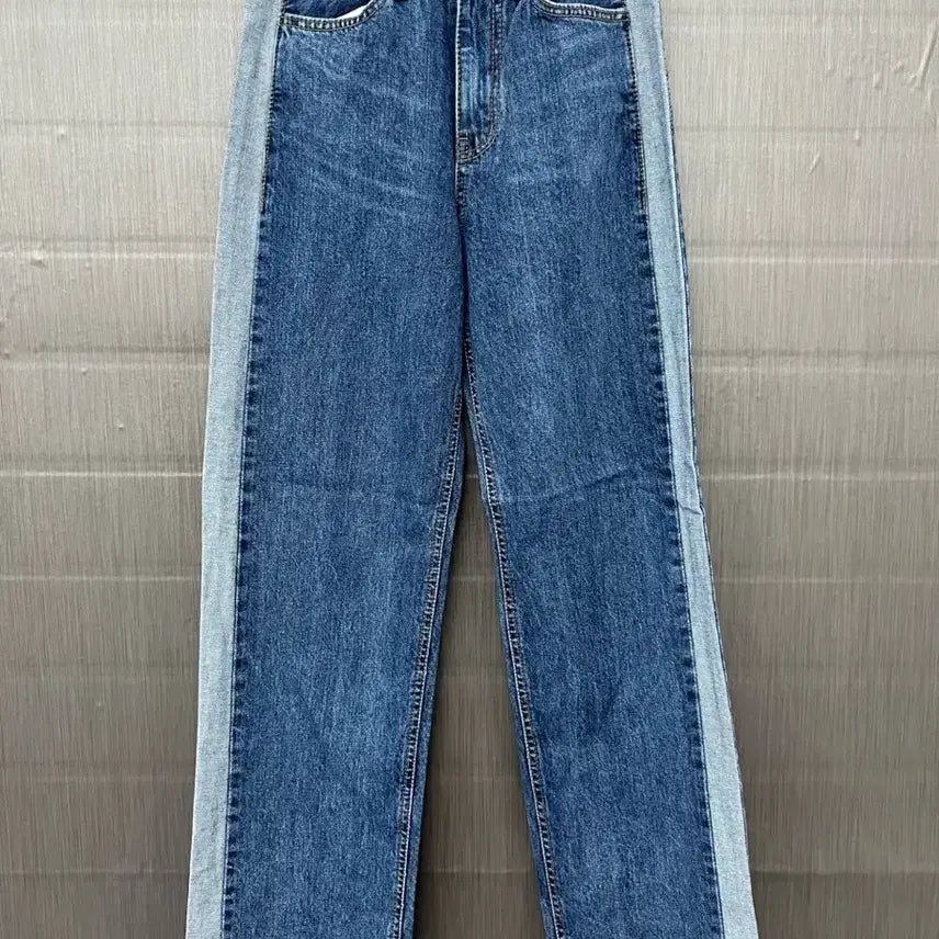[BUNJANG] Line Accented Wide Denim Pants / 라인 배색 와이드 데님 팬츠