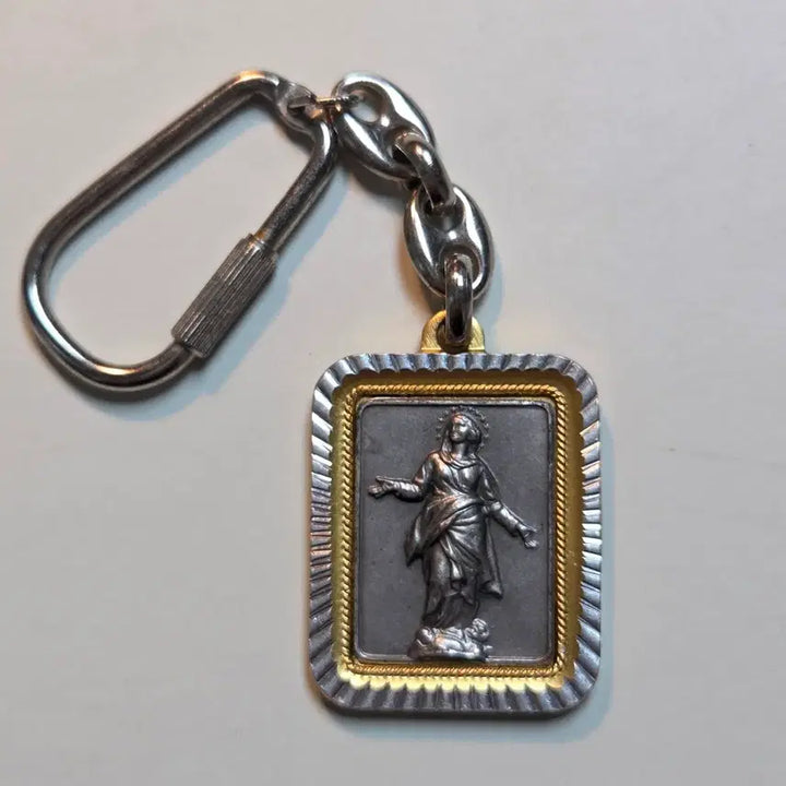 [BUNJANG] 1970s Italian Madonna Keyring / 70년대 금속 이탈리아 성모마리아 열쇠고리 성물 성모상