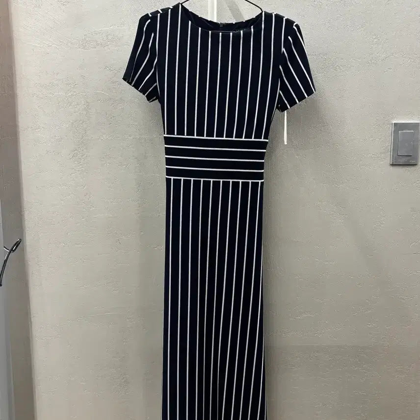 [BUNJANG] Ralph Lauren Navy Stripe Long Dress / 랄프로렌 네이비 스트라이프 반팔 롱 원피스