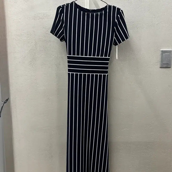 [BUNJANG] Ralph Lauren Navy Stripe Long Dress / 랄프로렌 네이비 스트라이프 반팔 롱 원피스