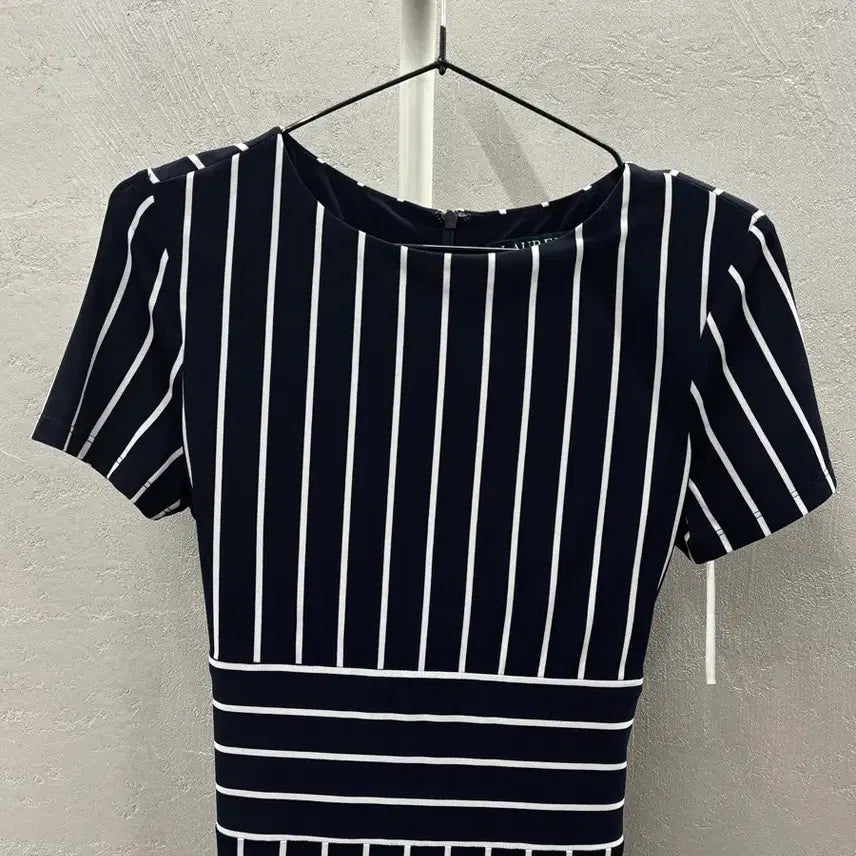 [BUNJANG] Ralph Lauren Navy Stripe Long Dress / 랄프로렌 네이비 스트라이프 반팔 롱 원피스