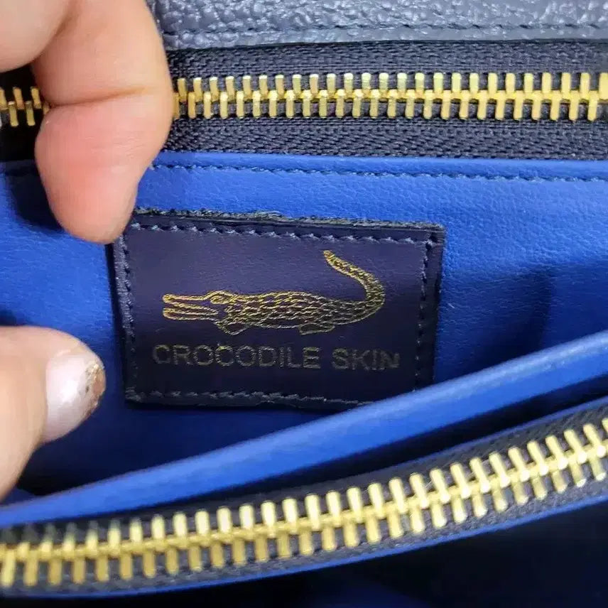 [BUNJANG] Real Crocodile Leather Chain Shoulder Bag / 네이비 리얼 악어가죽  체인 숄더백(새것)