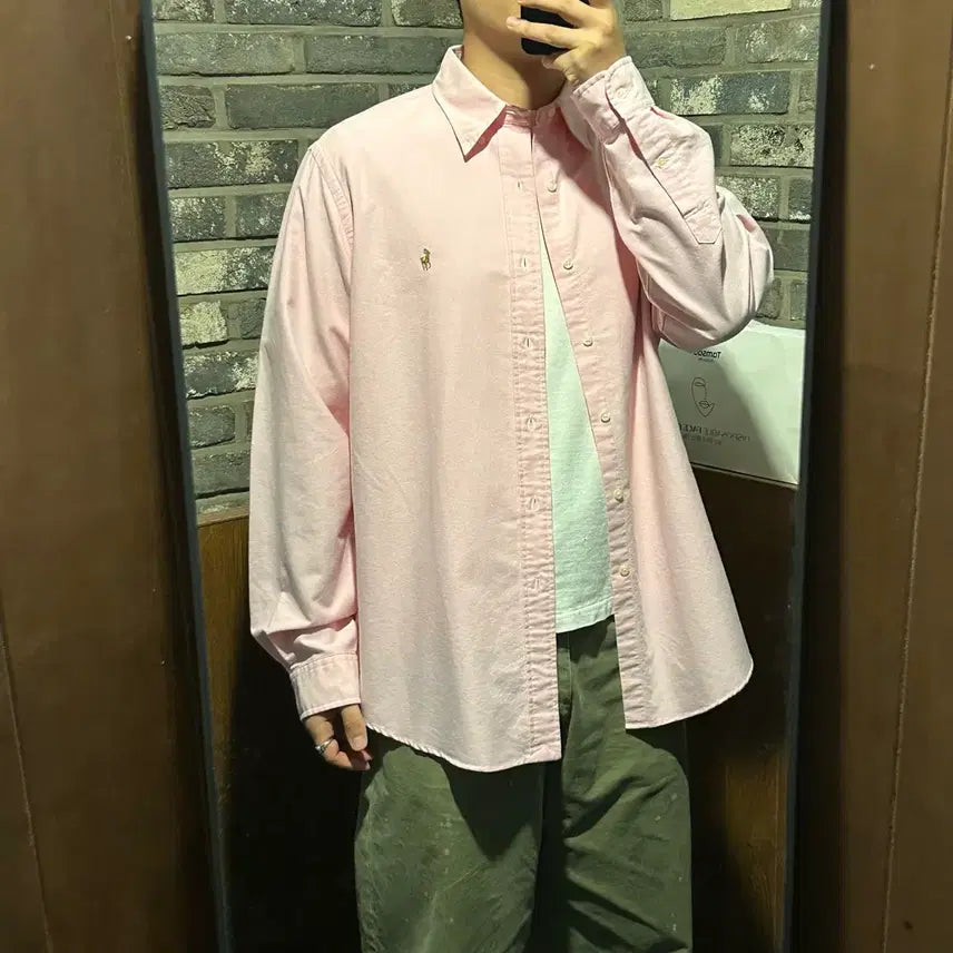 [BUNJANG] Polo Ralph Lauren Classic Pink Oxford Shirt / XL) 폴로 랄프로렌 클래식 핑크 옥스포드 셔츠 커스텀핏