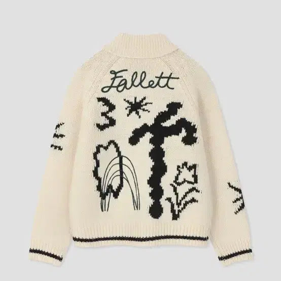 [BUNJANG] Palette Drawing Garden Cowichan Knit Zip-up Ivory / 팔렛 드로잉 가든 코위찬 니트 집업 아이보리