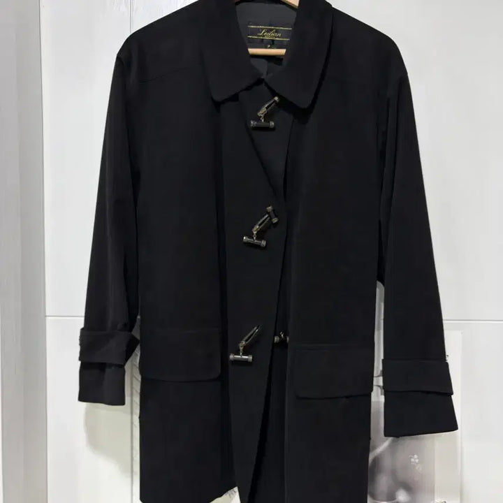 [BUNJANG] Leilian Black Suede Duffel Coat / Leilian 레리앙 블랙 스웨이드 코트