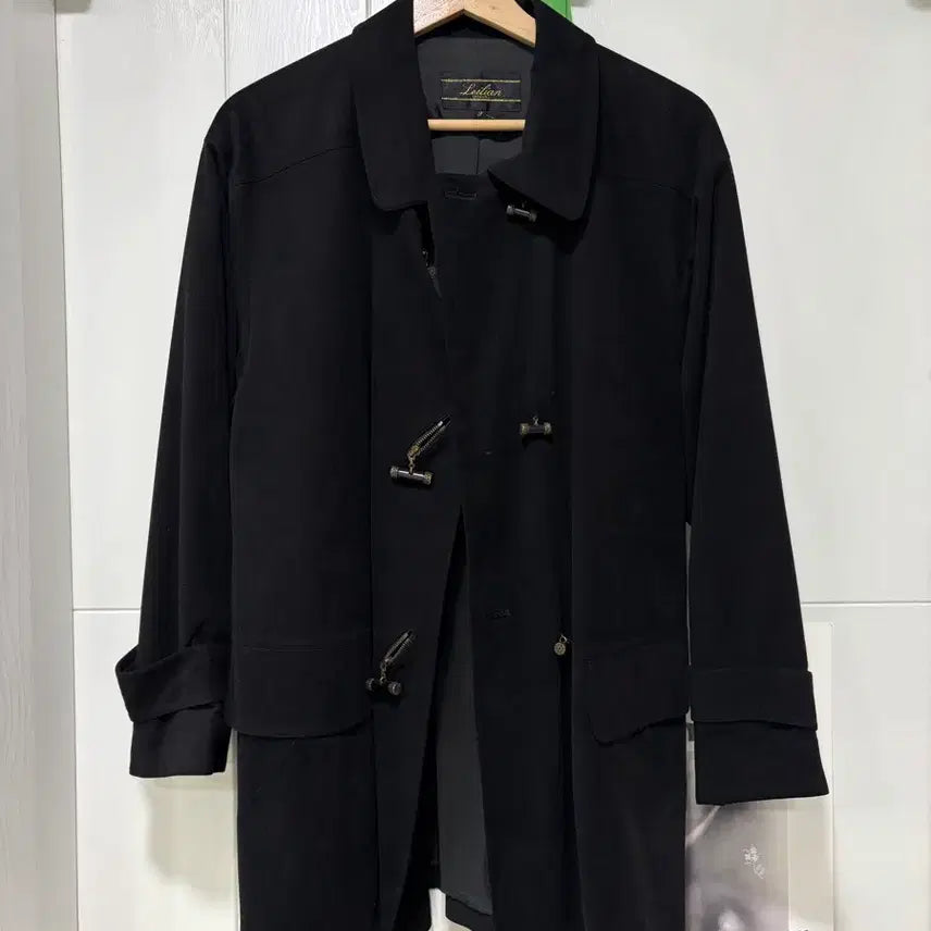 [BUNJANG] Leilian Black Suede Duffel Coat / Leilian 레리앙 블랙 스웨이드 코트