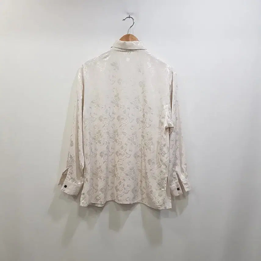 [SOLD OUT] JPN 빈티지 장미 패턴 오버핏 긴팔 롱 블라우스 여L Q45
